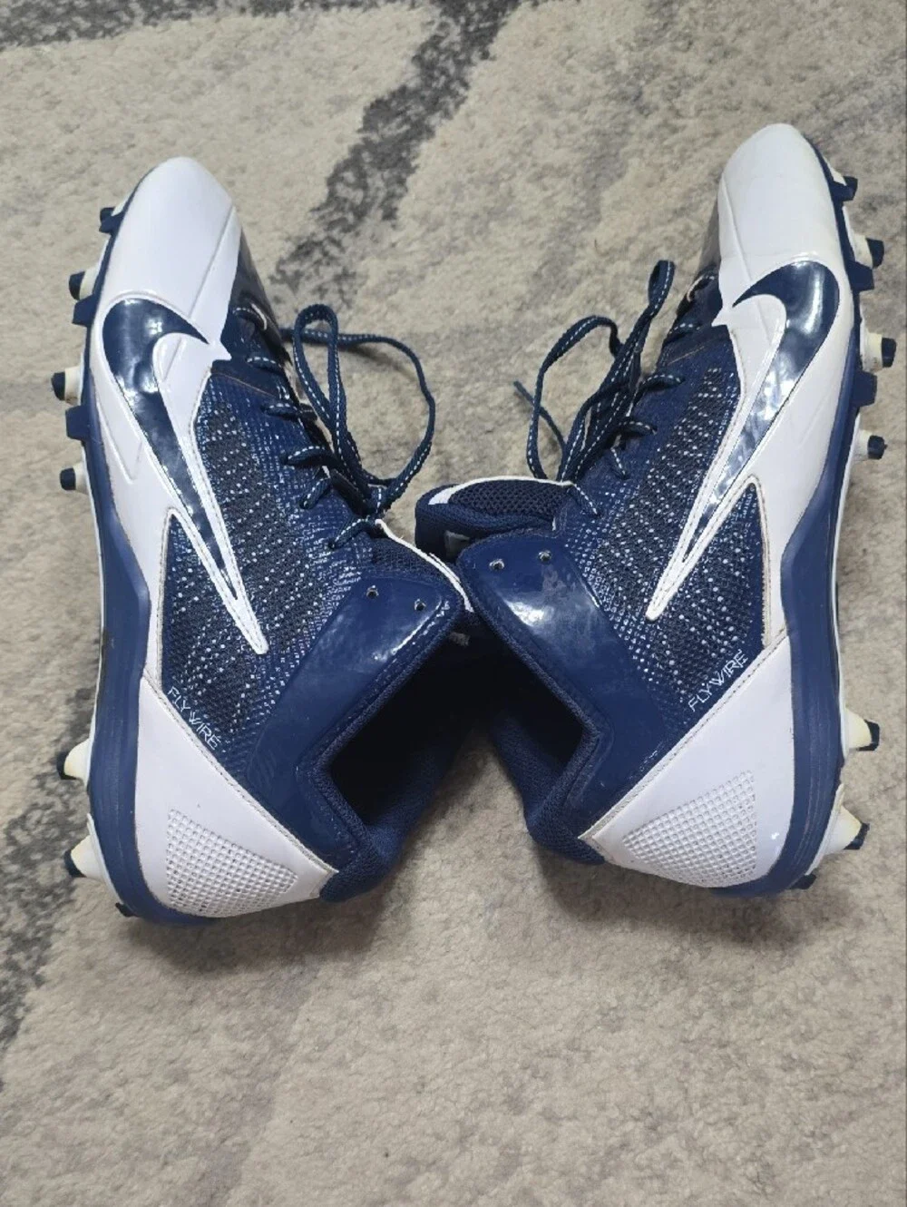 Nike Alpha Pro 3//4 TD Midtop White/Navy Football Cleats Size 12